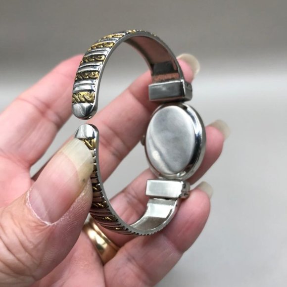 Geneva Silver & Gold-Tone Hinged Cuff Watch - Picture 5 of 7